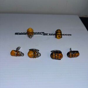 Vintage Japanese Tie clips and Cufflinks Hand painted from Korea War 1950's (6)